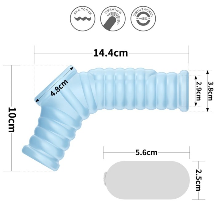 Inel / Manson Penis Cu Vibratii Wave Knights With Scrotum Sleeve, Albastru 8