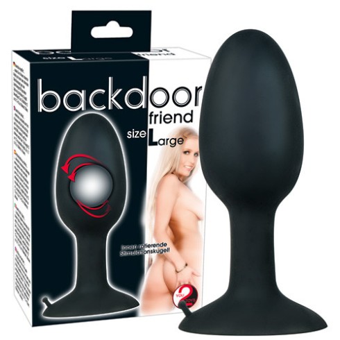 rosu, Dop Anal Backdoor Friend Large, Negru, 12 Cm, pasiune.ro