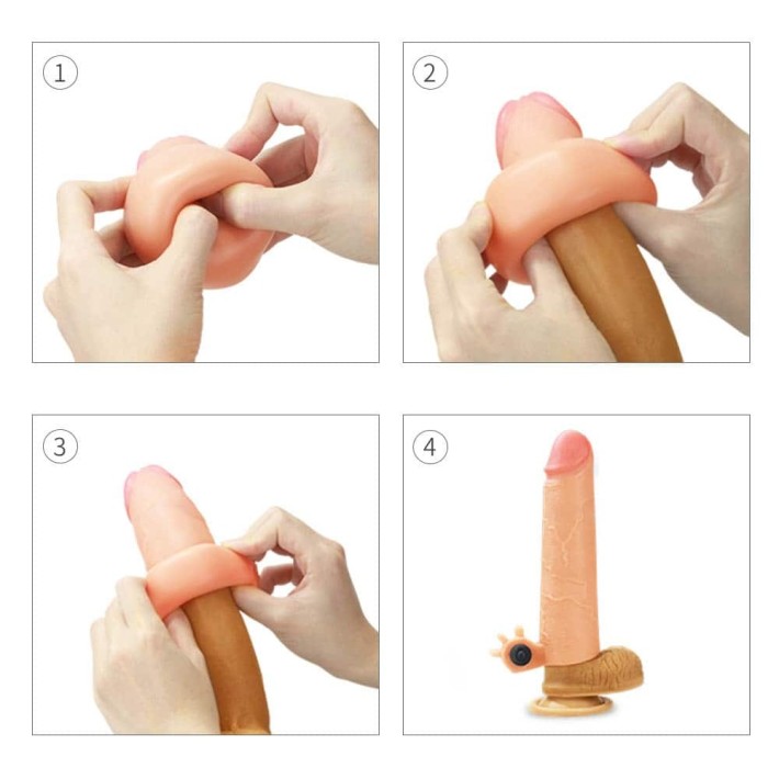 Extensie/manson Penis Cu Vibratii Silicone Nature Extender, Natural, +5 Cm 3