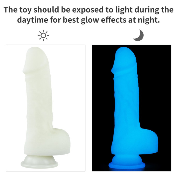 Dildo Fantezie Fosforescent Lumino Play, Alb, 19 Cm 9