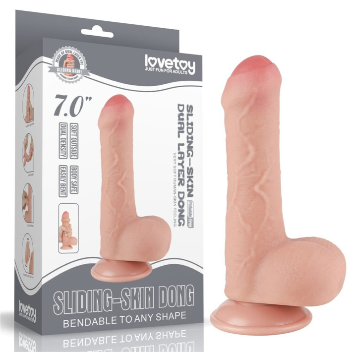 Dildo Realistic Sliding Skin Dual Layer, Natural, 17.5 Cm 8