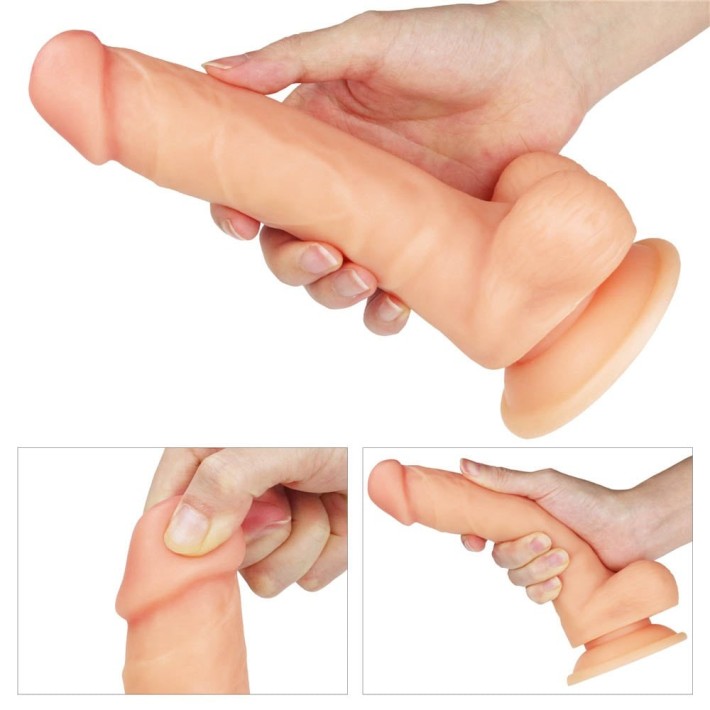 Set Ham Strap-on Si Dildo Cu Vibratii Easy Strapon, Natural, 20 Cm 13