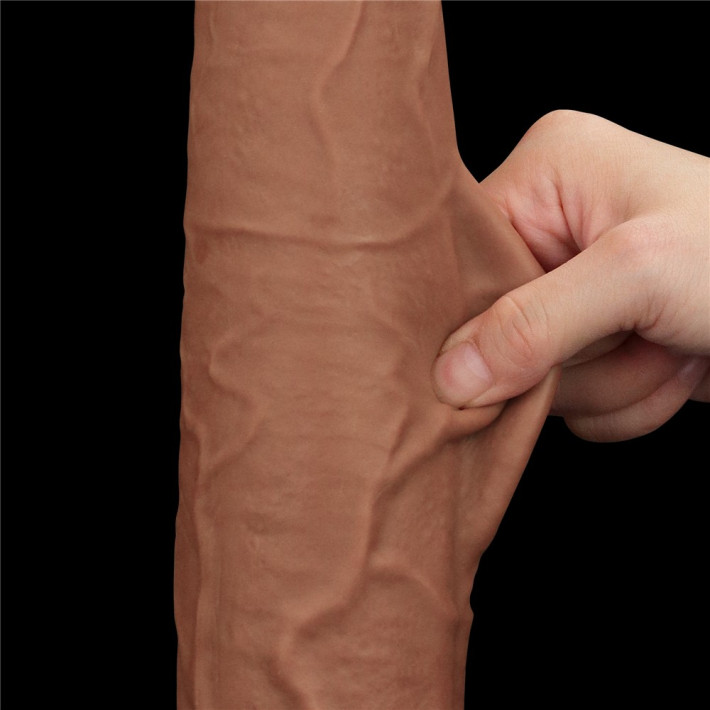 Dildo Ultra Realistic King Sized Sliding Skin Dual Layer Dong, Brun, 34 Cm 10