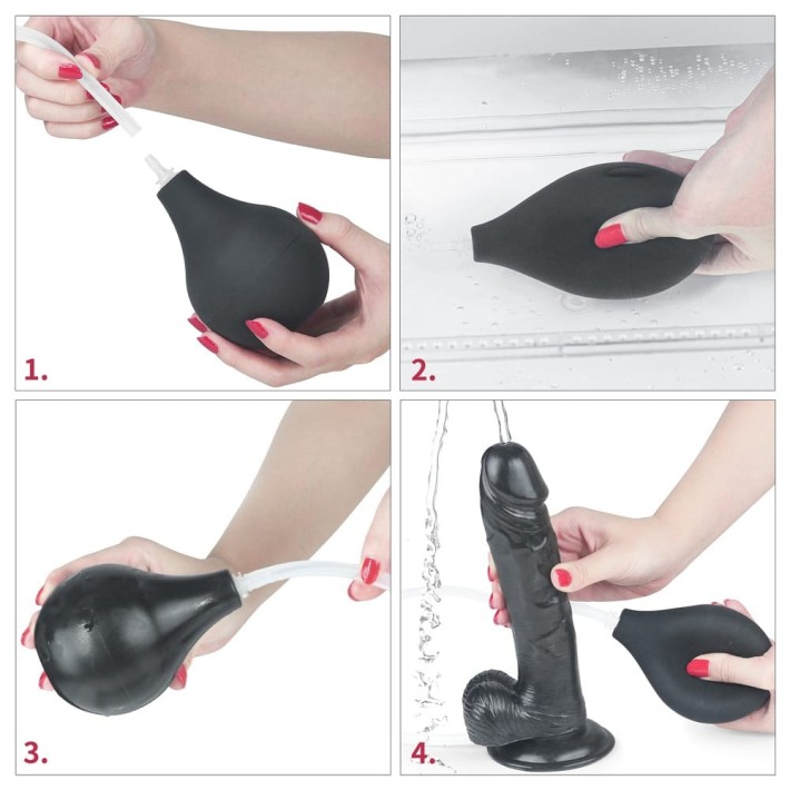 Dildo Clasic Cu Functie Ejaculare Squirting Extreme, Negru, 22.8 Cm 2