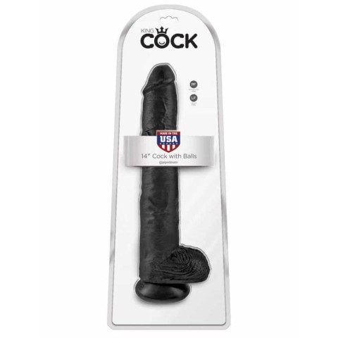 Pipedream - King Cock, Dildo Clasic Cu Ventuza King Cock, Negru, 35.5 Cm, pasiune.ro