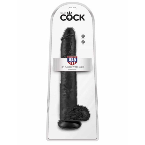pvc, Dildo Clasic Cu Ventuza King Cock, Negru, 35.5 Cm, pasiune.ro