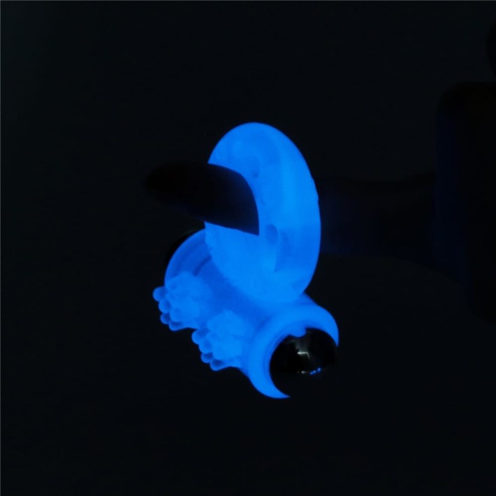 Inel Penis Fosforescent Cu Vibratii Lumino Play Vibrating Penis Ring 1, Albastru 3