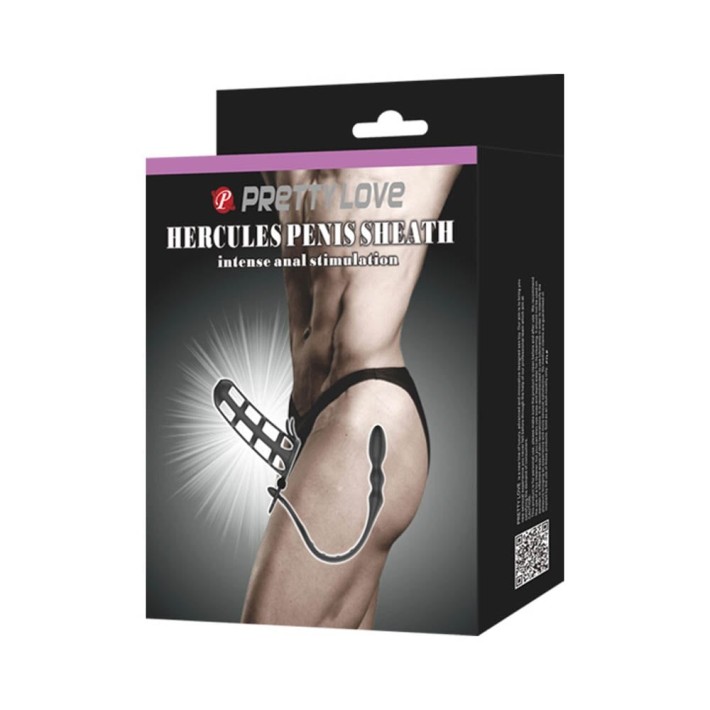 Extensie/manson Pentru Penis Cu Dop Anal Hercules I, Negru 8