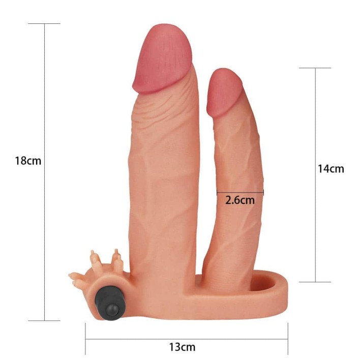 Extensie/manson Penis Dublu Cu Vibratii, Natural, +2.5 Cm 4