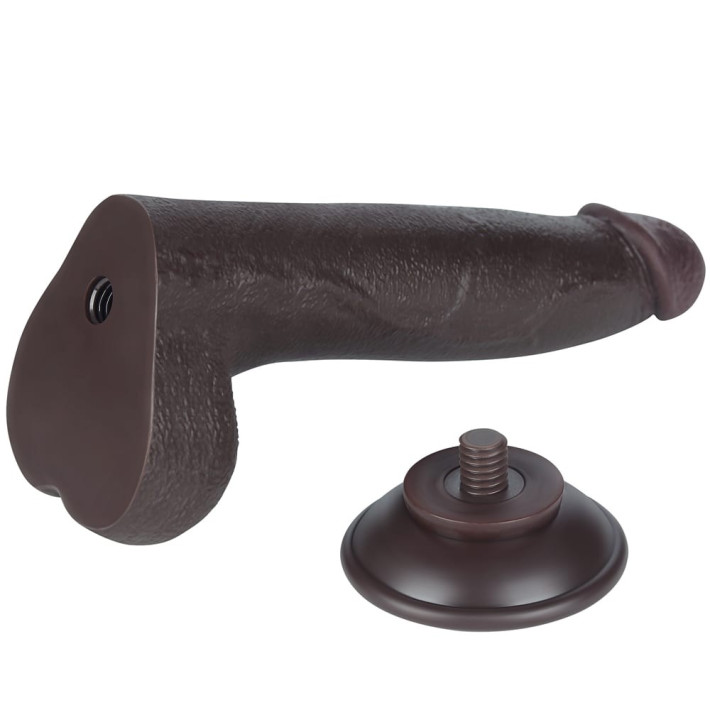 Dildo Realistic Sliding Skin Dual Layer I, Brun Inchis, 21.5 Cm 3
