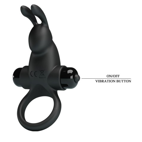 stimulator, Inel Penis Cu Vibratii 1, Negru, pasiune.ro