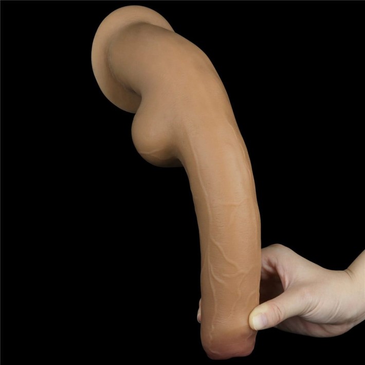 Dildo Clasic Cu Ventuza Necircumcis Handle Cock, Natural, 28 Cm 2