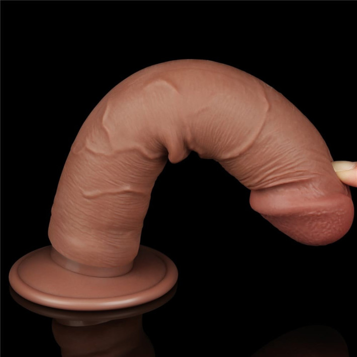 Dildo Realistic Sliding Skin Dual Layer Ii, Brun Deschis, 20 Cm 11