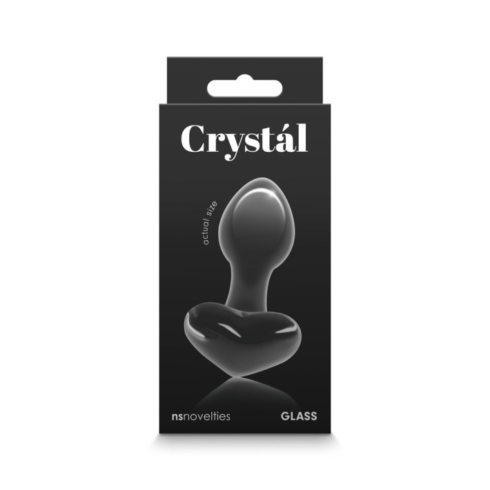 Dop Anal Din Sticla Crystal Heart, Negru, 9 Cm 4