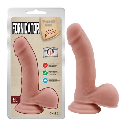 dildo, Dildo Clasic Cu Ventuza Fornicator, Natural, 19 Cm, pasiune.ro