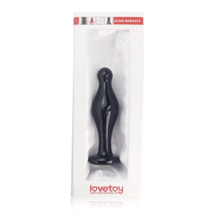 Dop Anal Din Sticla Borosilicata Glass Romance, Negru, 11 Cm 2
