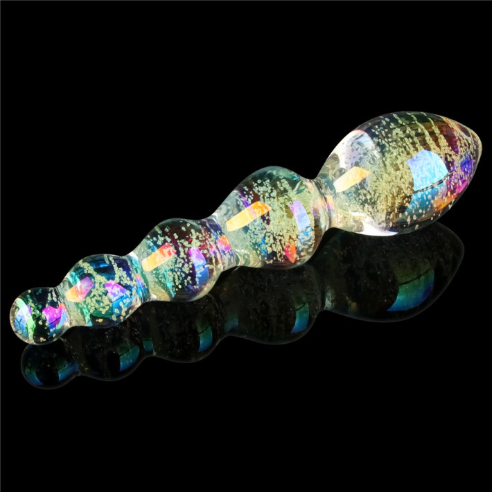 Dildo Fosforescent Din Sticla Borosilicata Glow-in-the-dark Twilight Gleam Slim Fantasy, Multicolor Tantalizing Orbs, 16 Cm 4