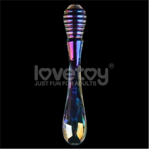 lovetoy, Dildo Sticla Twilight Gleam Glass Dildo- Twin Pleasures, Transparent, 20.5 Cm, pasiune.ro