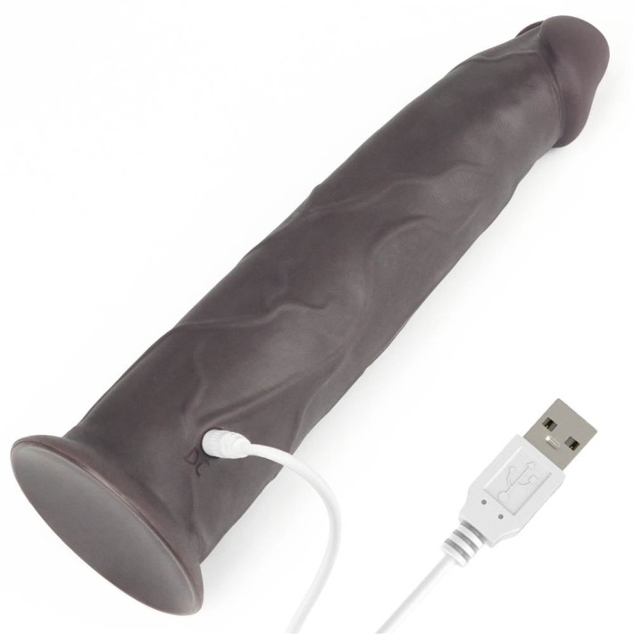 Vibrator Realistic Cu Rotatii Dual Layered Silicone Rotator, Brun, 20.5 Cm 3