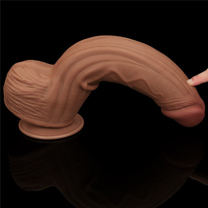 Dildo Ultra Realistic King Sized Sliding Skin Dual Layer Dong, Brun, 30 Cm 2