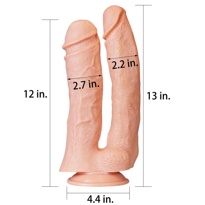 Dildo Xxl Dublu Realistic Mega Double, Natural, 30.4 Cm 3