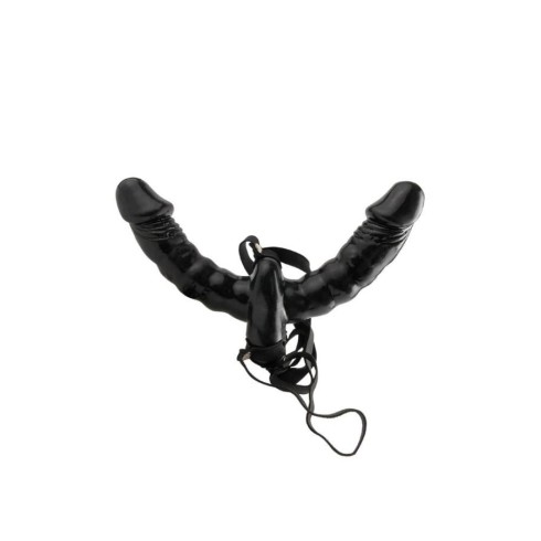 ou, Strap-on Cu Vibratii Double Delight, Negru, pasiune.ro