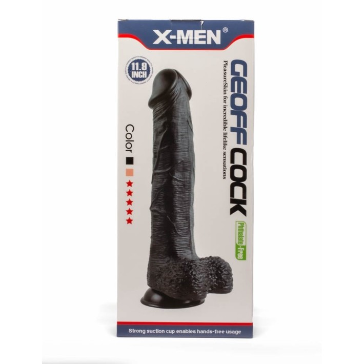 Dildo Realistic Cu Ventuza Geoff, Negru, 30 Cm 7