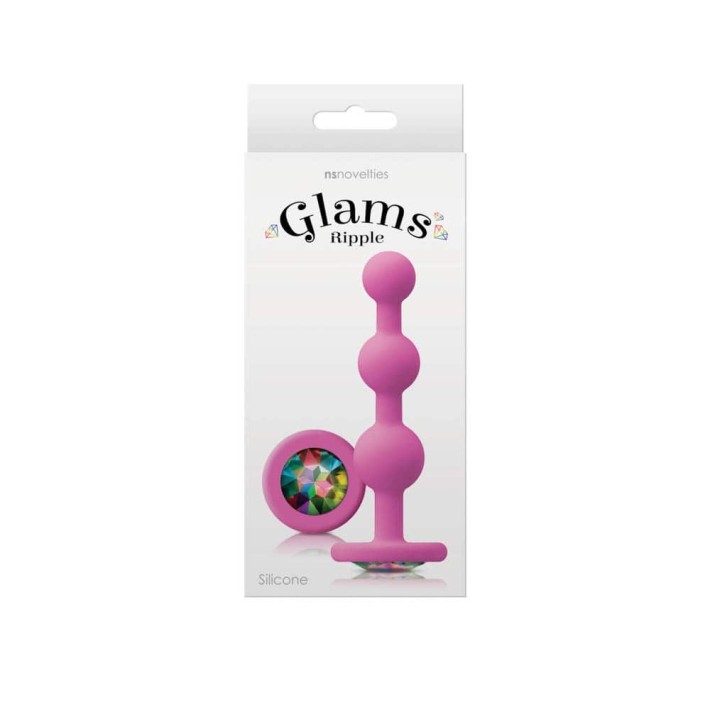 Dop Anal  Cu Bijuterie Glams - Ripple Rainbow Gem, Roz, 11 Cm 2
