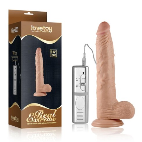 pvc, Vibrator Realistic Cu Ventuza Real Extreme Dildo, Natural, 24 Cm, pasiune.ro