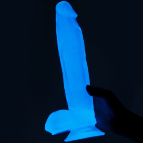 lovetoy, Dildo Clasic Fosforescent Lumino Play, Alb, 25 Cm, pasiune.ro