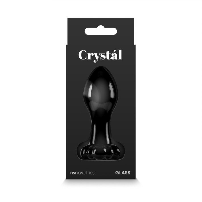 Dop Anal Din Sticla Crystal Flower, Negru, 9 Cm 5