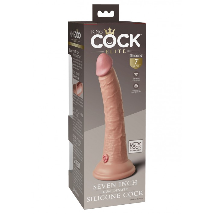 Dildo Clasic Cu Ventuza Dual Density Silicone Cock, Natural, 17.5 Cm 6