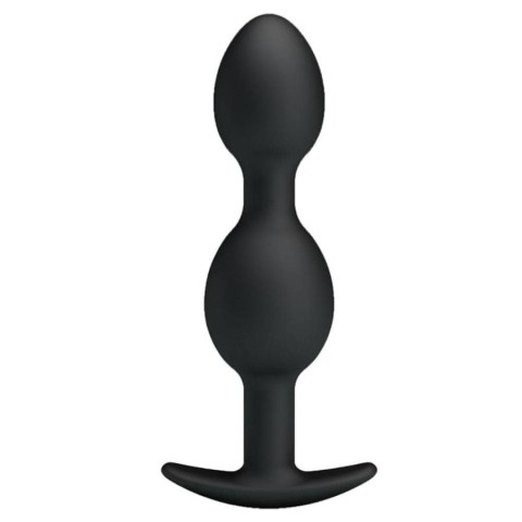 Pretty Love, Dop Anal Heavy Balls Silicone Butt Plug 3, Negru, 10.5 Cm, pasiune.ro