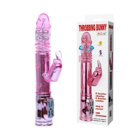 Debra, Vibrator Throbbing Bunny, Roz, 13 Cm, pasiune.ro