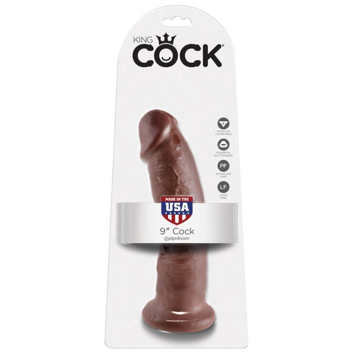 Dildo Clasic Cu Ventuza King Cock, Brun, 22.5 Cm 4