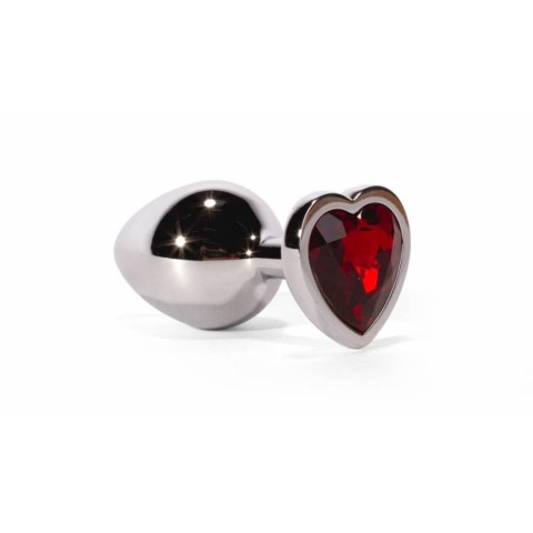 Dopuri Anale, Dop Anal Cu Bijuterie Secret Shade Metal M, Argintiu + Rosu, 8 Cm, pasiune.ro