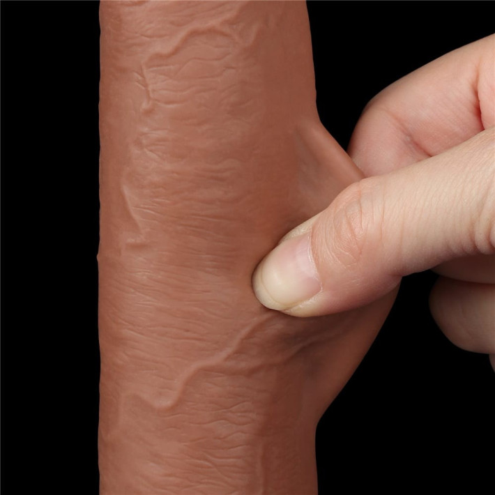 Dildo Realistic Sliding Skin Dual Layer, Brun Deschis, 22.5 Cm 12