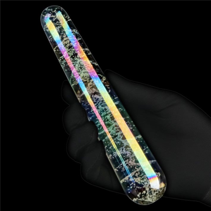 Dildo Fosforescent Din Sticla Borosilicata Glow-in-the-dark Twilight Gleam Slim Fantasy, Multicolor, 16 Cm 3