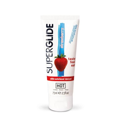 hot, Lubrifiant Comestibil Pe Baza De Apa Superglide, Cu Aroma De Capsune, 75 Ml, pasiune.ro
