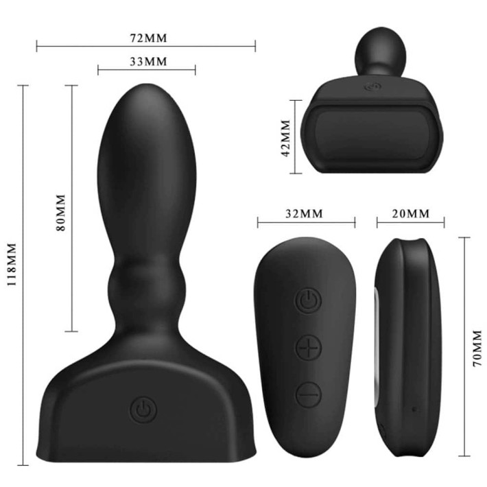 Dop Anal Gonflabil Cu Vibratii Mr. Play, Negru, 11 Cm 5