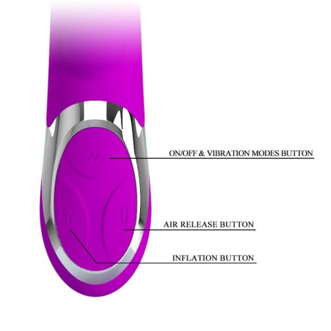 Pretty Love, Vibrator Rabbit Cu Cap Gonflabil Neil, Mov, 23 Cm, pasiune.ro