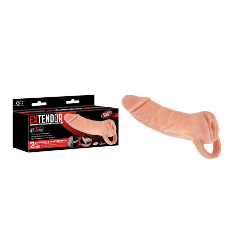 Mansoane penis, Manson Pentru Penis + Masturbator Vagin Extendor, Natural, 18.5 Cm, pasiune.ro