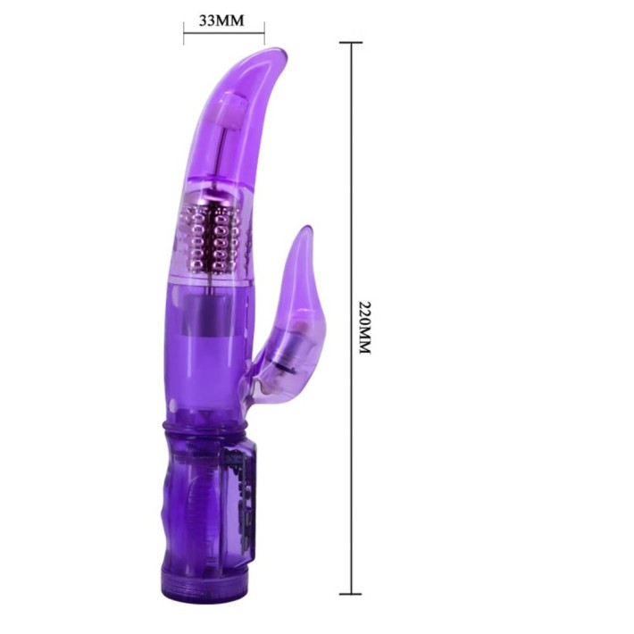 Vibrator Rabbit Cu Rotatii Happy Angel, Mov, 22 Cm 3