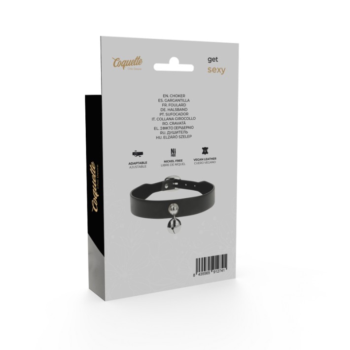 Colier Din Piele Vegana Coquette Cu Accesoriu Clopotel 6
