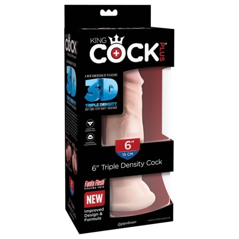 Pipedream - King Cock, Dildo Clasic Cu Ventuza King Cock Triple Density, Natural, 15 Cm, pasiune.ro