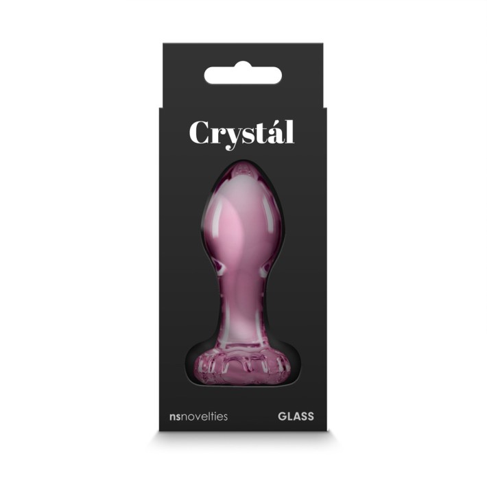 Dop Anal Din Sticla Crystal Flower, Roz, 9 Cm 5