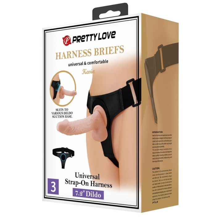 Ham Strap-on Universal + Dildo Kevin Harness Briefs, Natural, 18 Cm 11