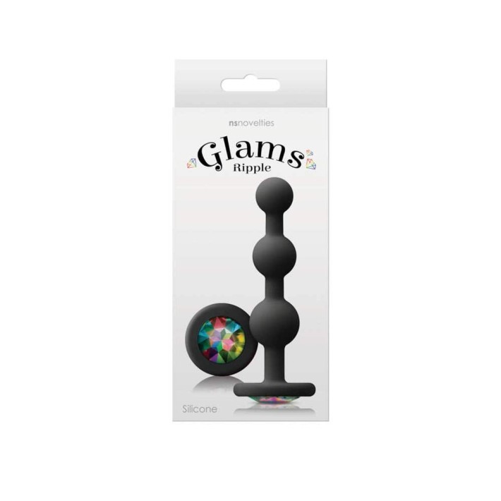 Dop Anal  Cu Bijuterie Glams - Ripple Rainbow Gem, Negru, 11 Cm 2