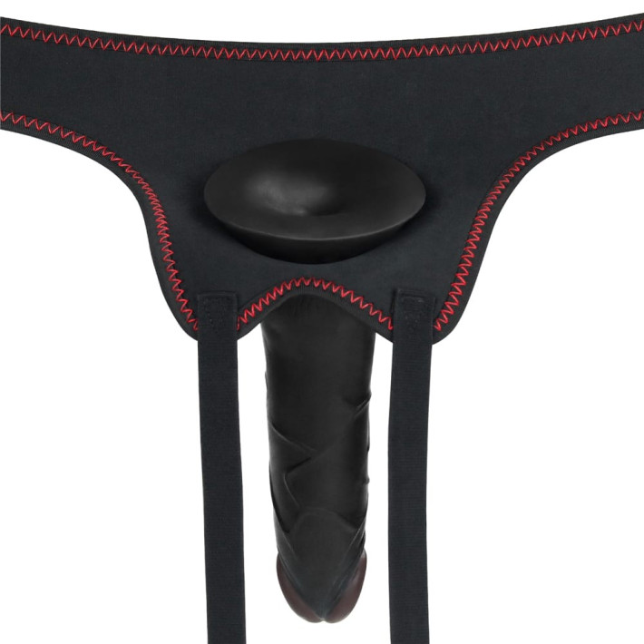 Set Ham Strap-on Si Dildo Cu Vibratii Easy Strapon, Negru, 19 Cm 11