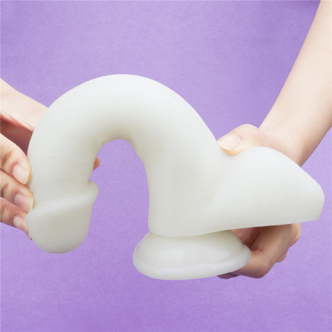 silicone, Dildo Fantezie Fosforescent Lumino Play, Alb, 20 Cm, pasiune.ro